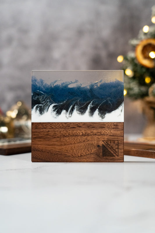 Purple winter frost (Limited edition) - Walnut and resin coasters set