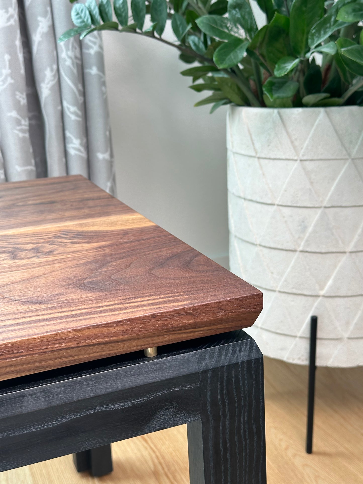 Elana walnut coffee table, LED lights, floating top