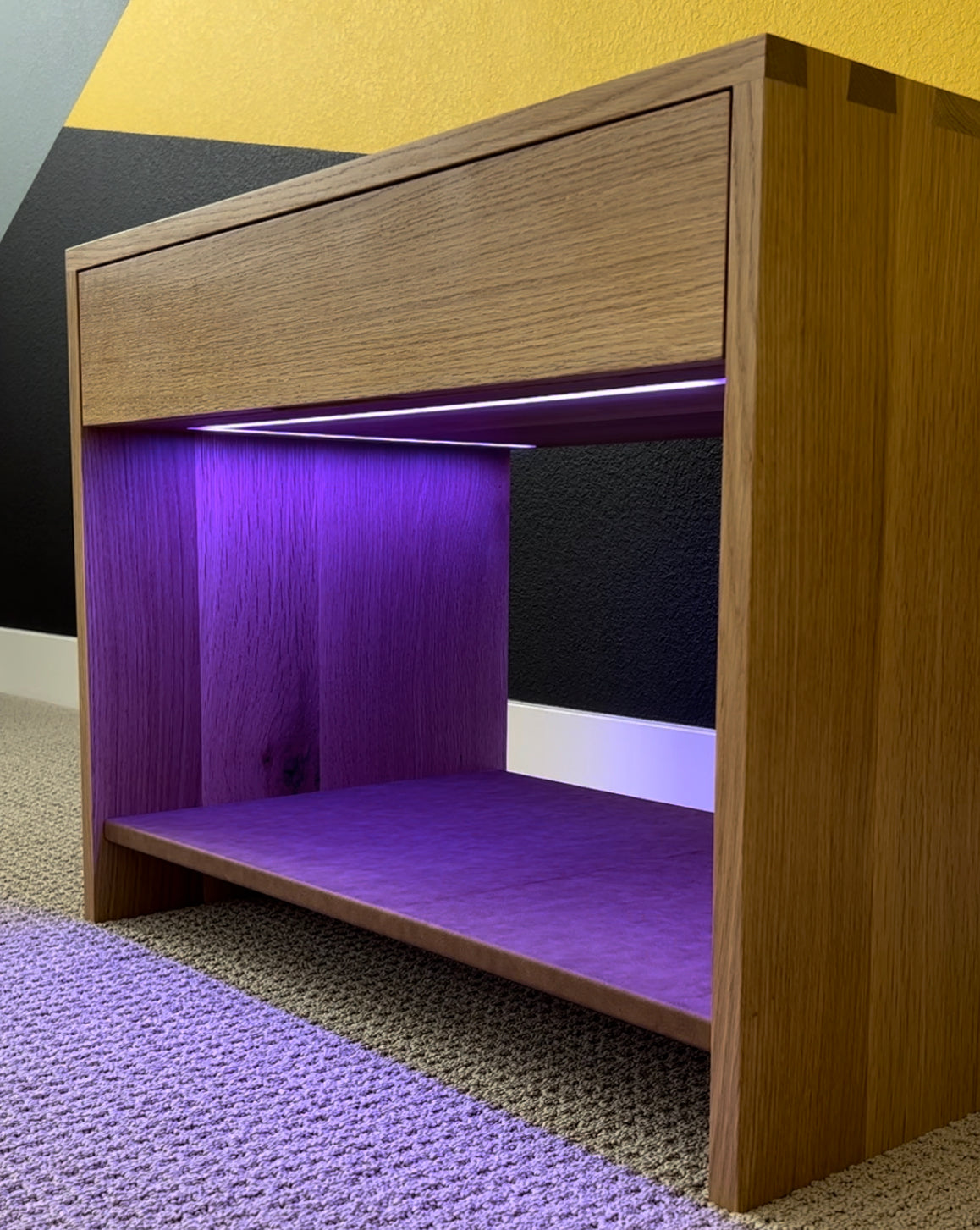 Ventura contemporary smart nightstand with wireless charger and LED lights