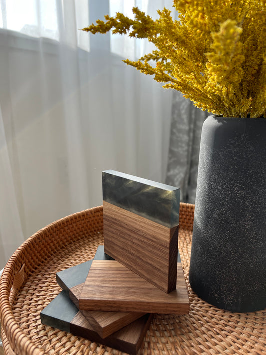 The Dark Half (Limited edition) - Walnut and resin coasters (Set of 4)