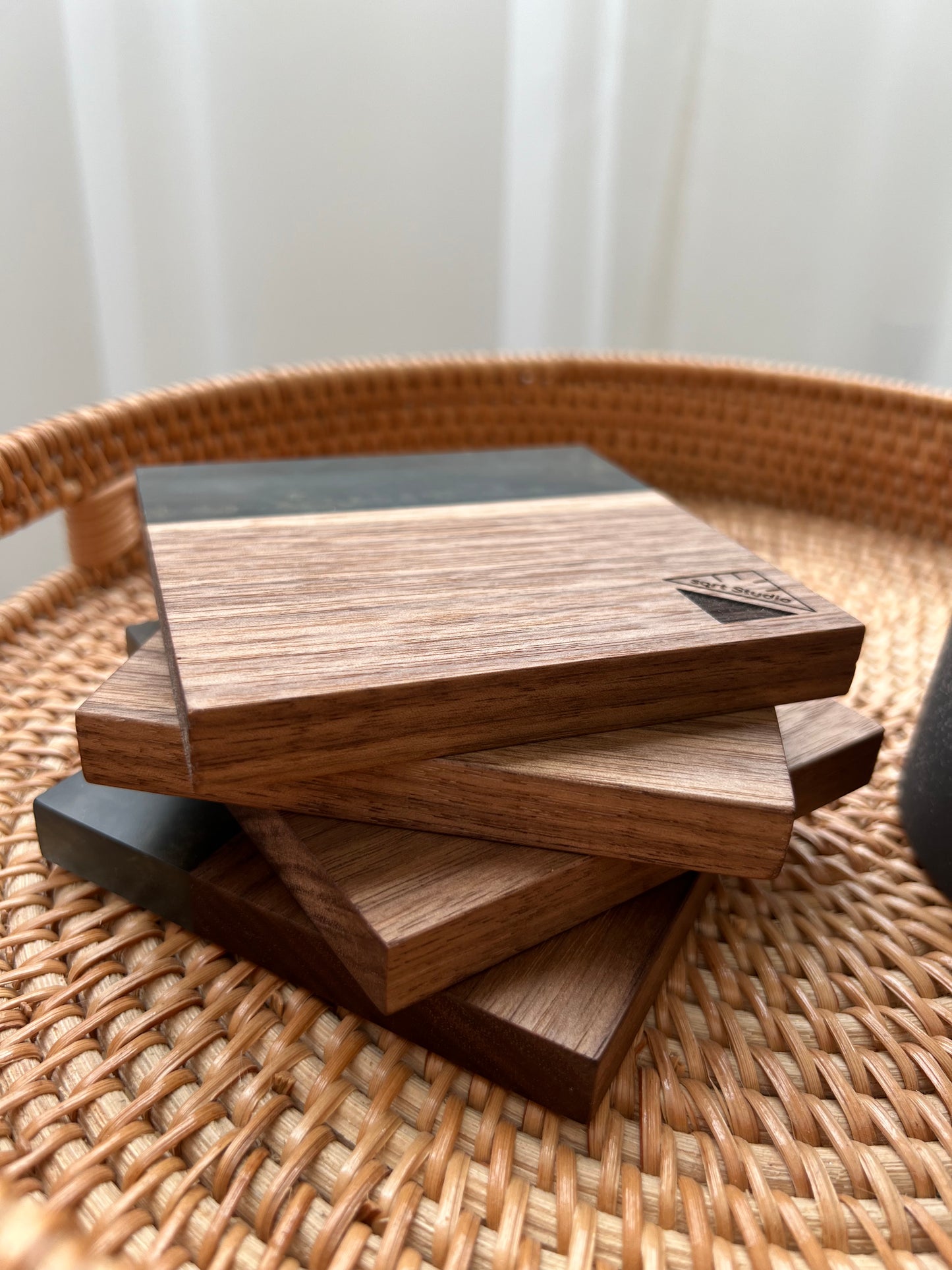 The Dark Half (Limited edition) - Walnut and resin coasters (Set of 4)