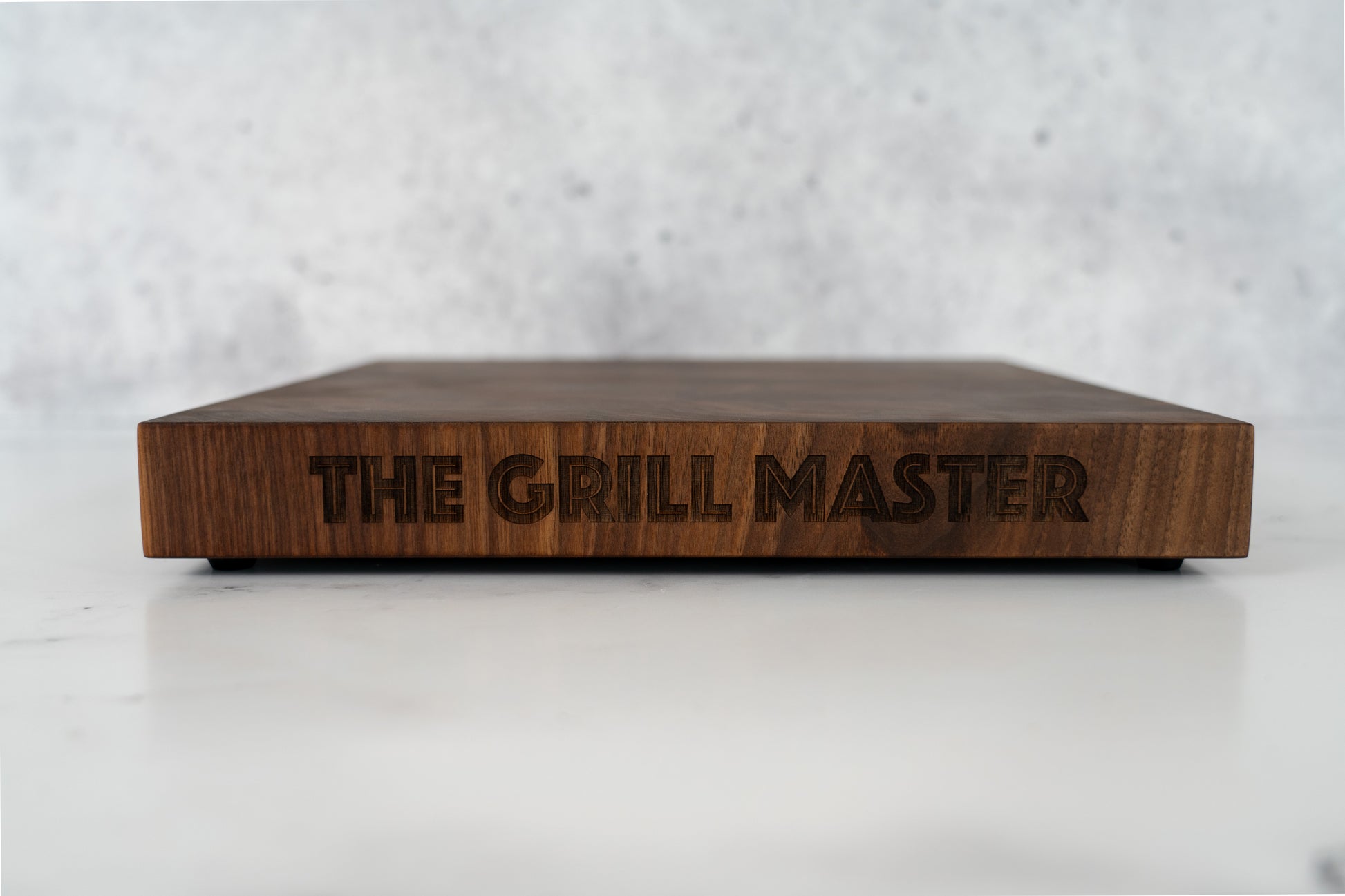 Personalized walnut cutting board end grain, square cheese plate, laser engraved message on the side, grill enthusiast gift