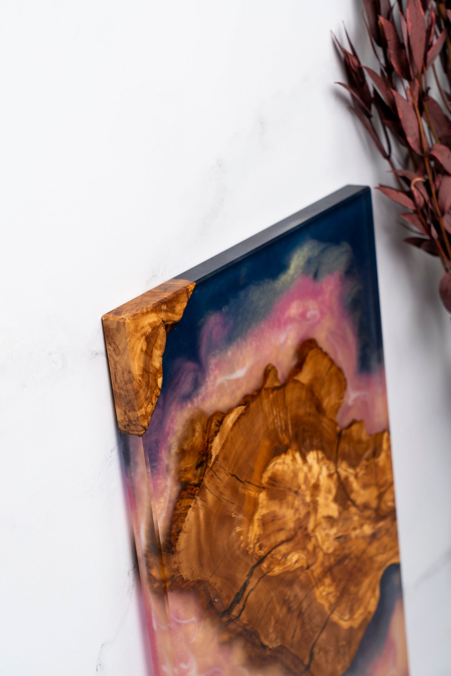 Charcuterie board, one of a kind olive wood and resin patterns