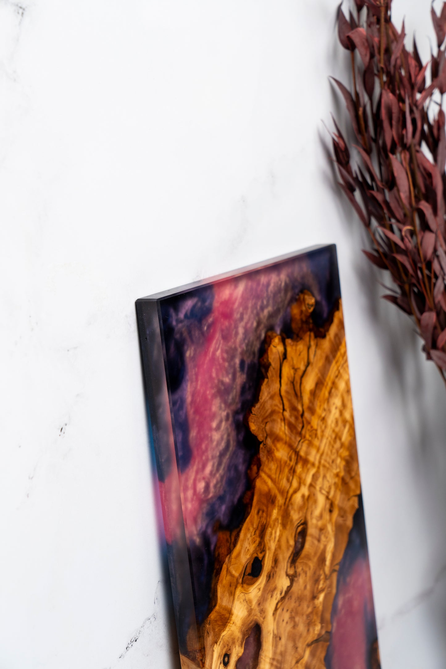 Charcuterie board, one of a kind olive wood and resin patterns