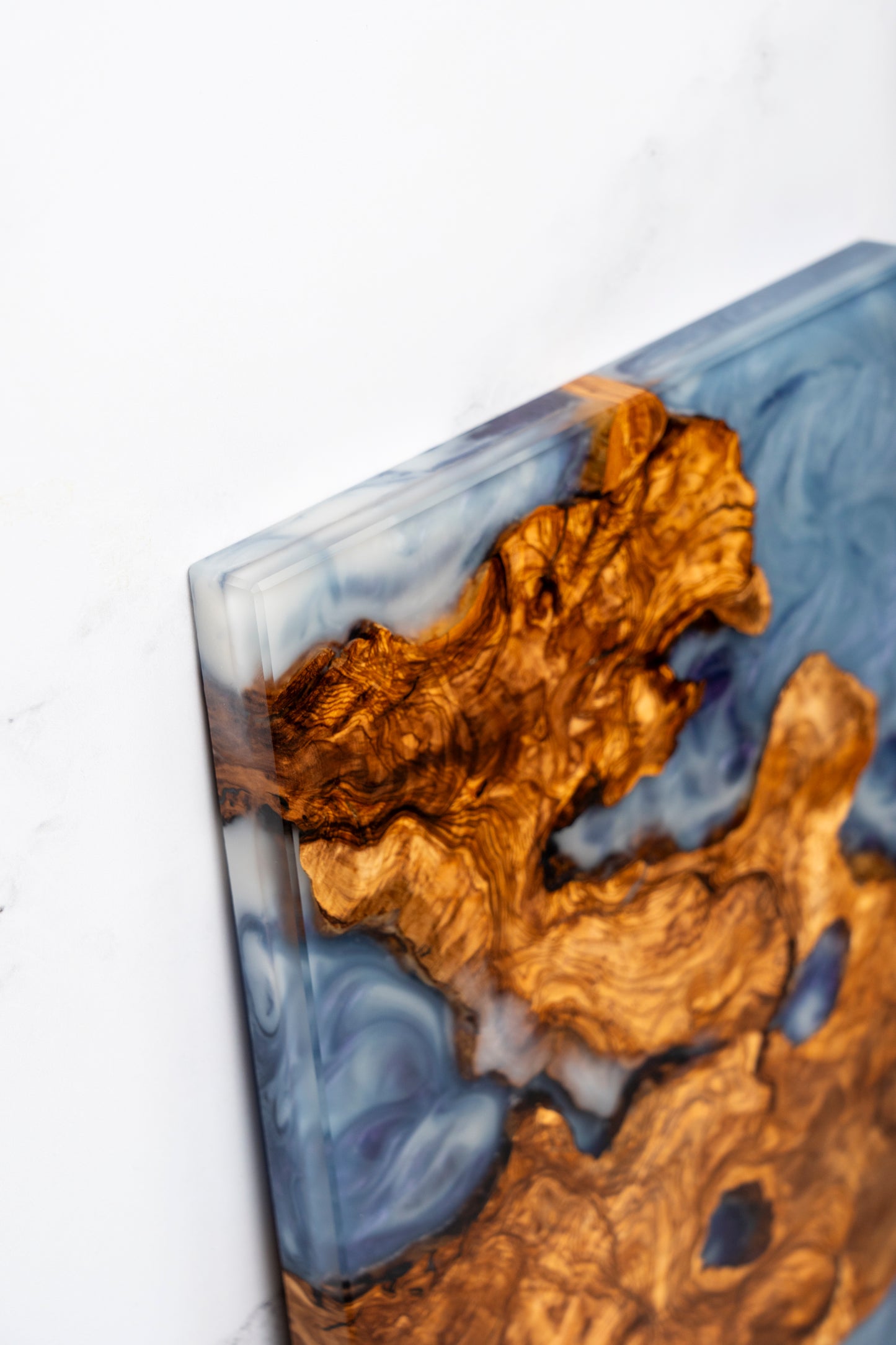 Charcuterie board, one of a kind olive wood and resin patterns