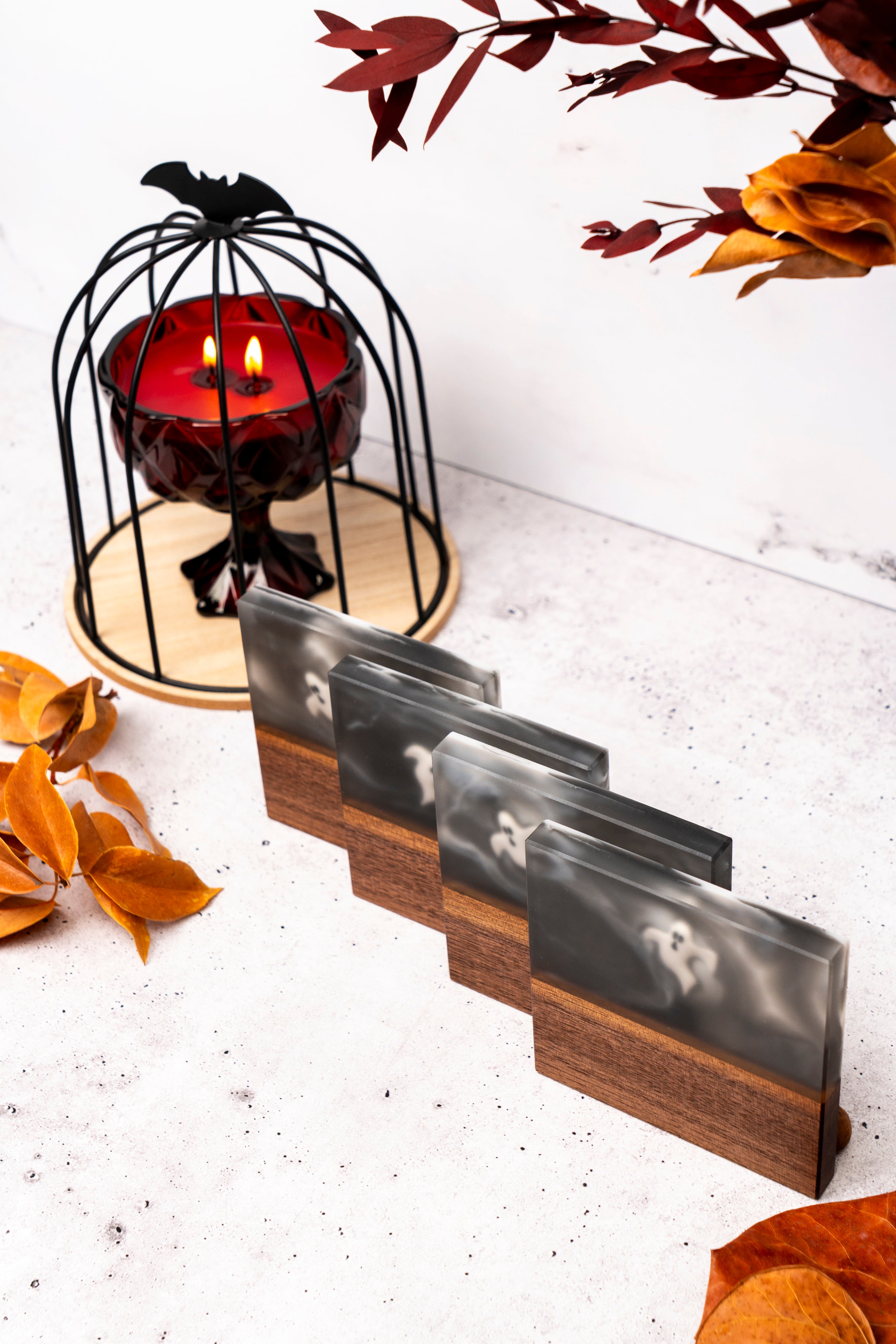 Ghost fume coasters set (Limited edition) - Halloween decor
