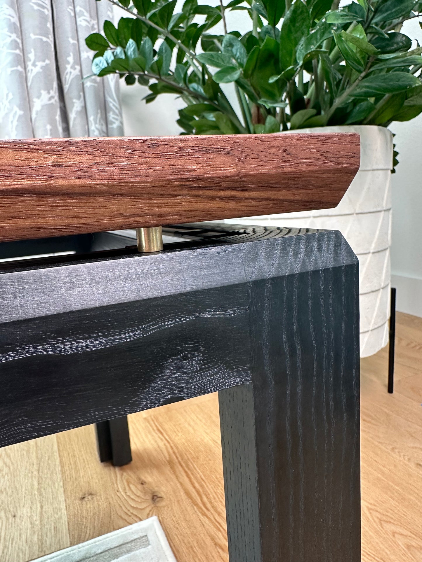 Elana walnut coffee table, LED lights, floating top