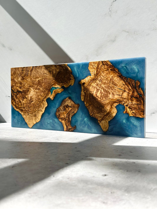 Olive wood resin charcuterie ocean blue